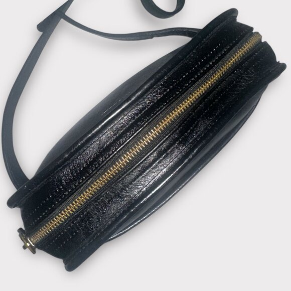 VTG Coach Metropolis Zip Bag 9087 Black Leather Brass 90s Costa Rica Hang Tag - Picture 6 of 10